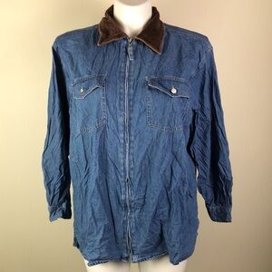 Zipper Front Denim & Co Shirt Corduroy Collar Shacket